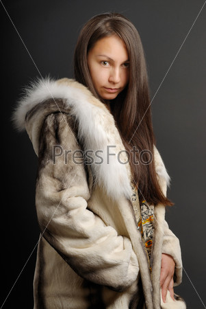 The girl in a fur coat
