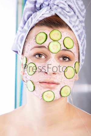 Skincare woman with beauty mask at spa