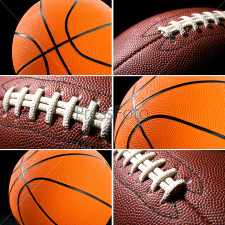 Basketball vs American football collage