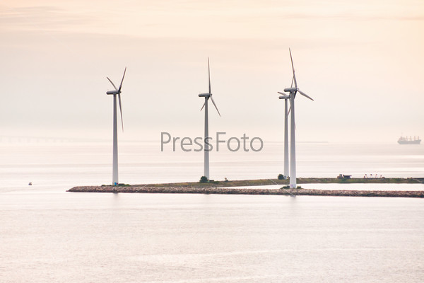 Middelgrunden - offshore wind farm near Copenhagen, Denmark at early morning