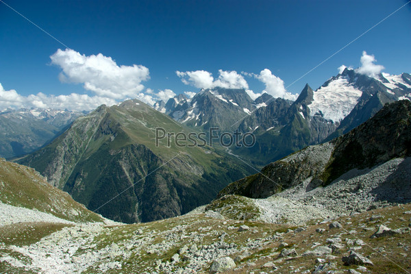 The mountains in the spring and summer, General condition of spring and summer in the mountains, stock photo