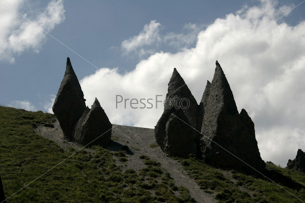 Elbrus, the Valley of the Pyramids, the place of medical sources, stock photo