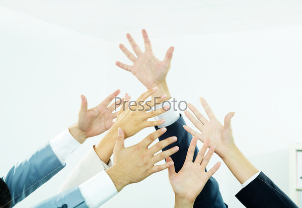 Image of several human hands showing thumbs up in isolation