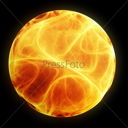 Big burning sun like abstract planet