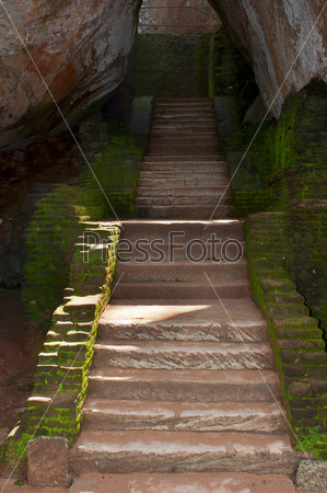 Ancient steps in rock fortress and palace