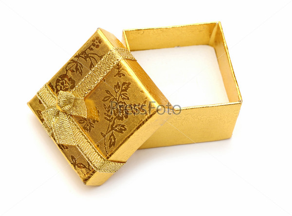 open golden gift boxes with golden ribbon