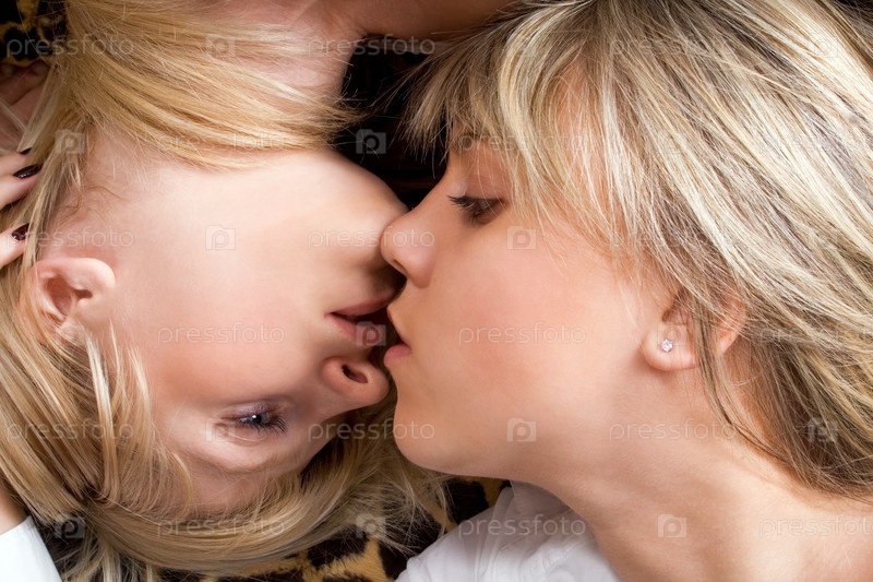 Young lesbian kiss