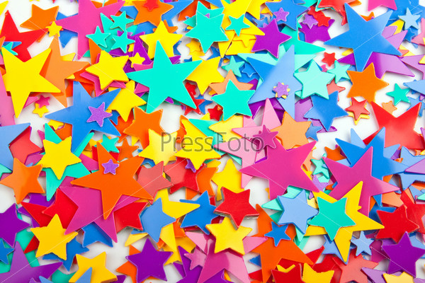 Background of multicolored confetti stars