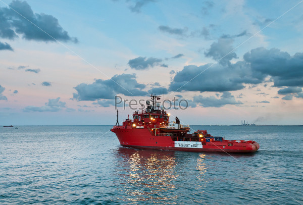 ERRV Emergency Responce Rescue Vessel sailing out from Abu Qir port for offshore service