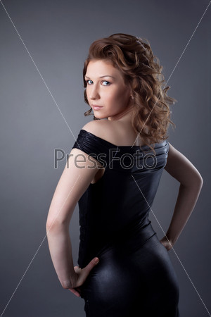 Yong Woman Posing In Fashion Leather Cloth