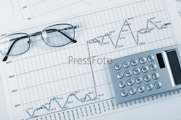 Charts and graphs of sales - a symbol of successful corporate business