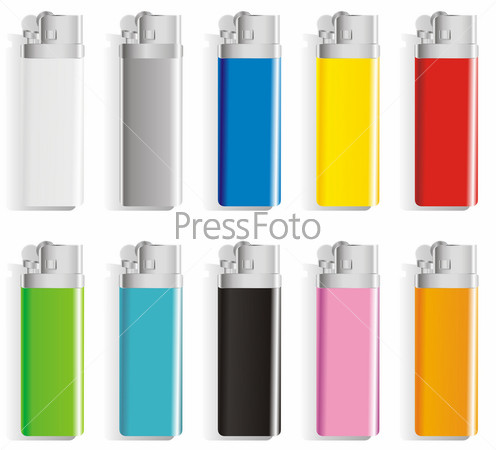 set souvenir color lighters with a place for drawing of the text or a firm logo