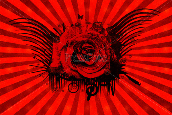 Grunge rose background. Photographic image manipulated in Photoshop