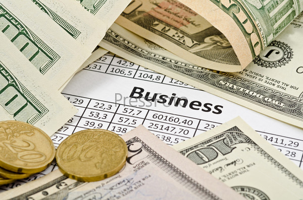 Business background, financial data concept with numbers and money