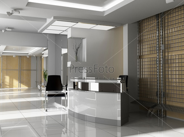 Hall of office in agoy 3d image