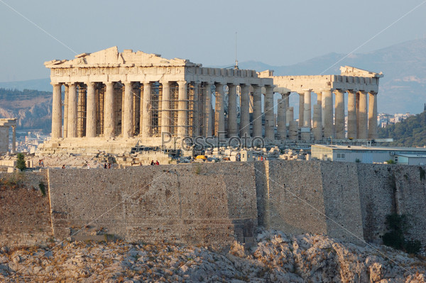 Parthenon temple in Greece,the place where democracy was born, stock photo