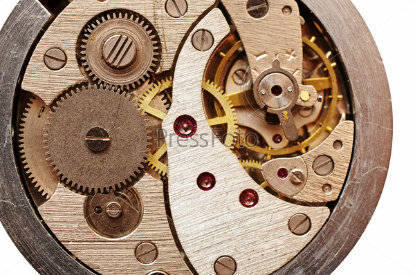 Old pocket watch mechanism