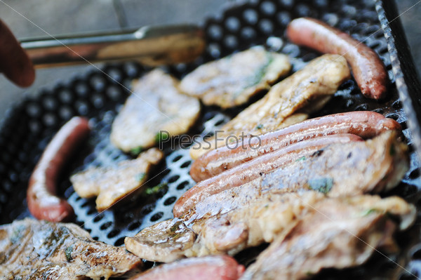 fresh food steak grill meat  on fire outdoor
