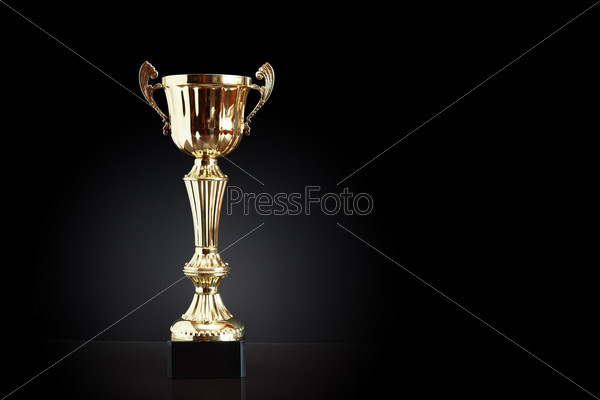 Gold Trophy On Black