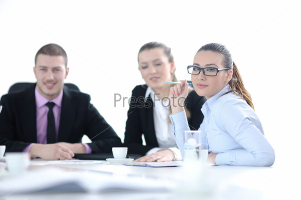 business people  team  at a meeting in a light and modern office environment.