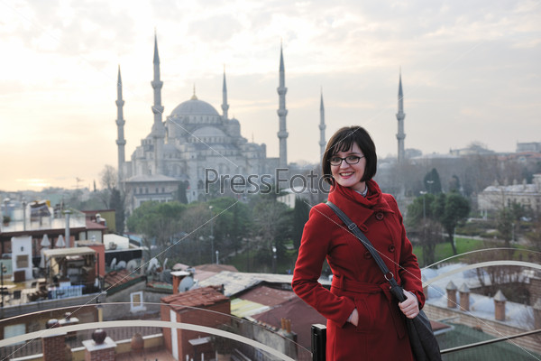 woman visit ancient istanbul