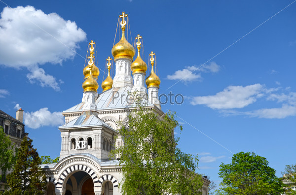 Dome of Russian orthodox church in Geneva