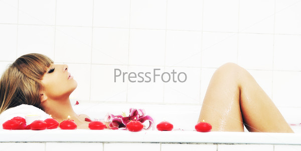 Woman bath flower