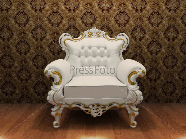 luxurious armchair with decoration frame in old styled interior