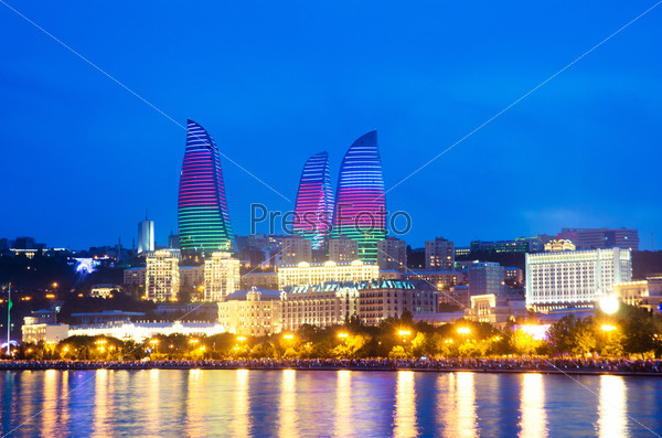 Baku Azerbaijan at Caspian sea- night photo