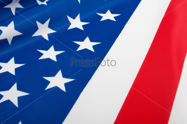 Closeup of Glossy Flag of United States of America - USA Flag Drapery