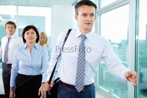 Determinate businessman hurrying to work