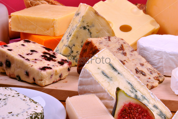 Cheese platter with some organic fresh cheese, stock photo