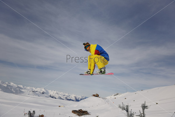 snowboarder extreme jump