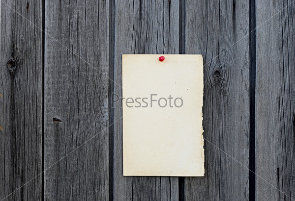 Blank note paper on wood board