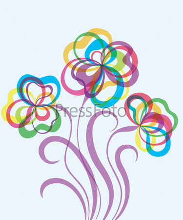 Colorful decorative background with abstract hand drawn flowers