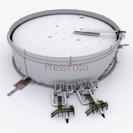 Large oil tank with floating roof. isolated on white background