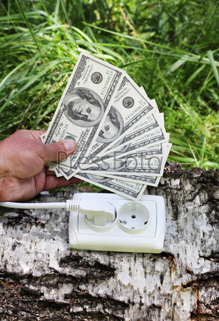 Concept, symbolizing the investment in green energy, stock photo