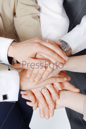 Hands of business people