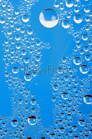 abstract  blue water background with big drop on top position