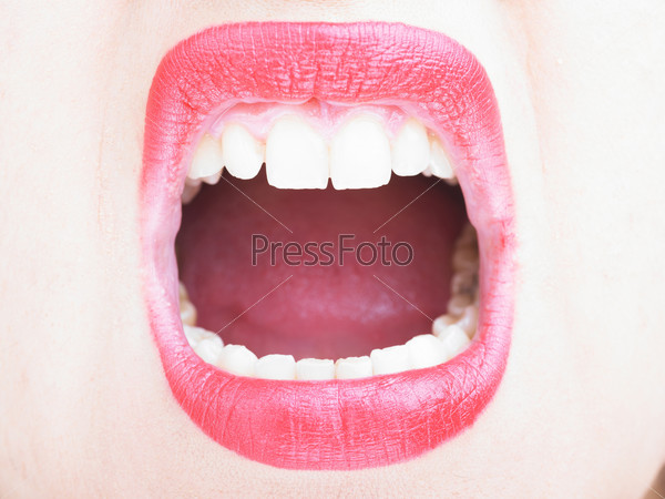 Anger expression and open mouth lips