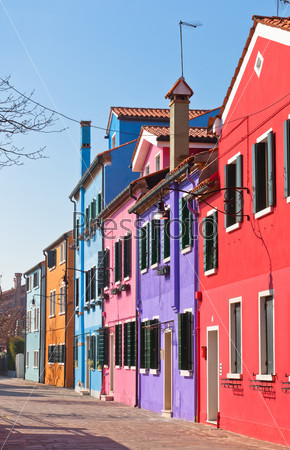Colorful houses in the island of Burano near Venice, Italy