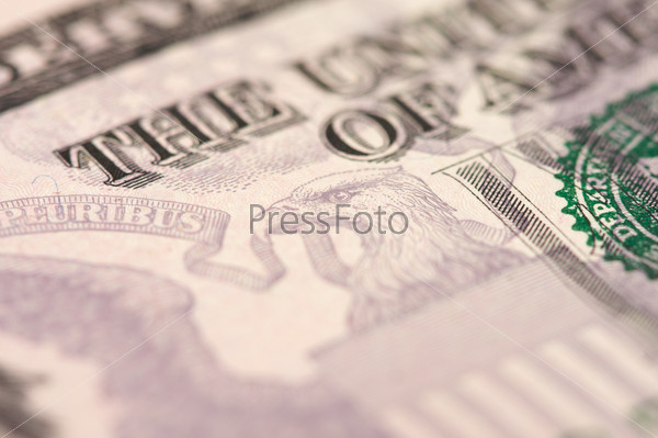 Abstract Macro of U.S. Five Dollar Bill with Narrow Depth of Field.