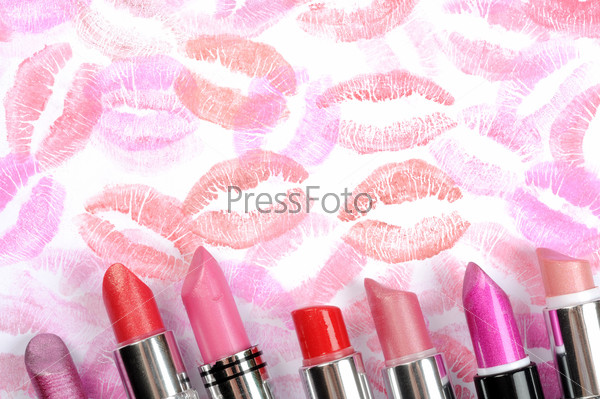 Lipstick and lips prints