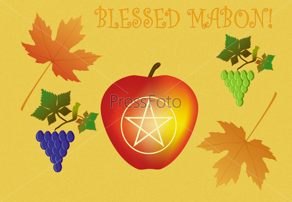 Sacred Mabon, important Wiccan sabbath, autumn equinox day, September 22, day of fruits