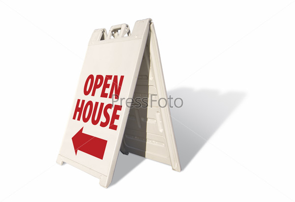 Open House Tent Sign on A White Background with room for logo or text above.