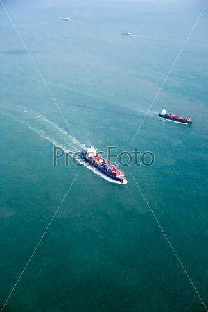 An ocean tanker on the open sea