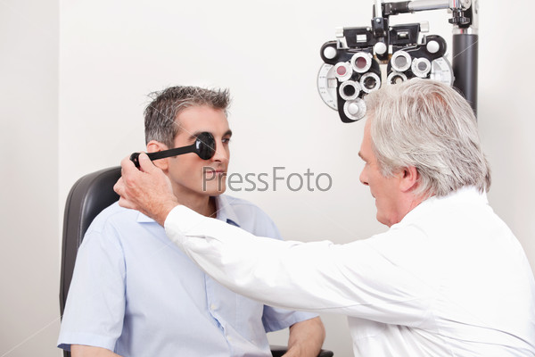 Patient Having his Eyesight Tested