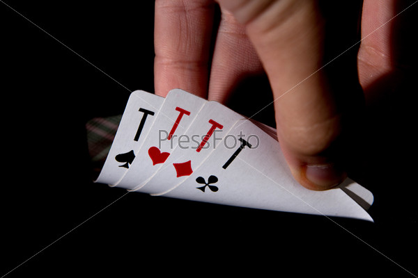 opened his hand four aces