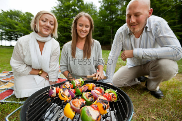 Kebabs on Portable Barbecue