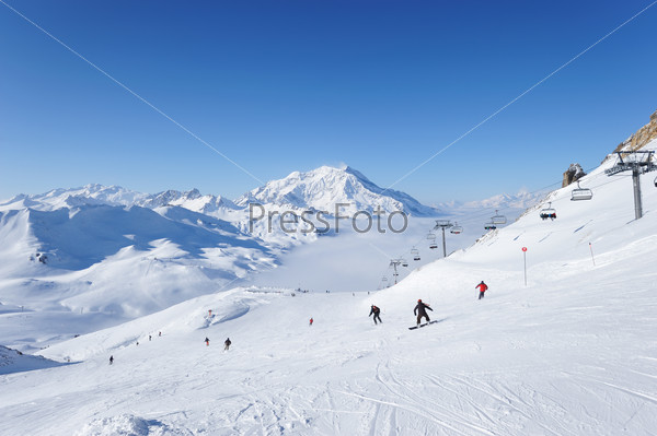 Mountains with snow in winter, Val-d\'Isere, Alps, France